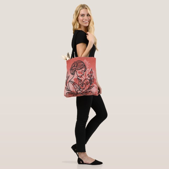 Blumentasche – Mutter-und-Kind-Design (Am Model)