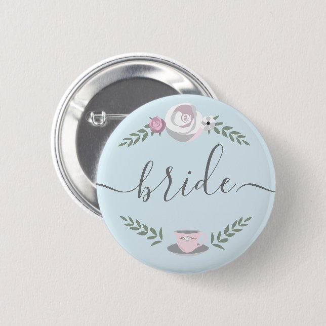 Blumentassentassen-Illustration Braut Button (Vorne & Hinten)