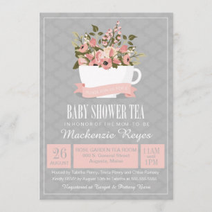 Blumenteacup-Babyparty-Tee-Einladung Einladung