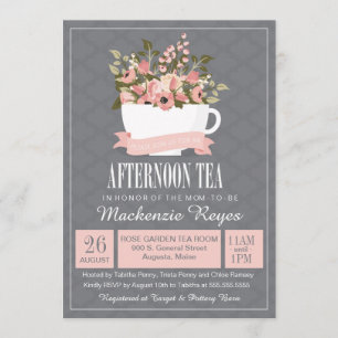 Blumentee Nachmittagstee Tea Baby oder Brautparty Einladung