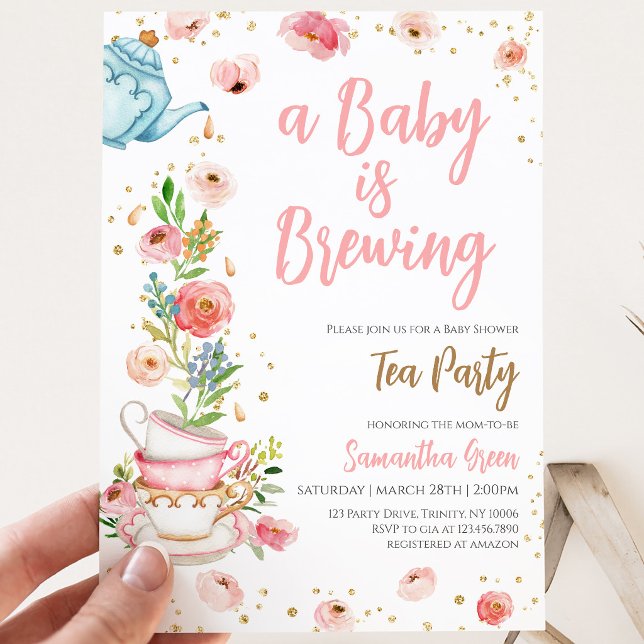 Blumentee Party Babydusche Einladung (Von Creator hochgeladen)