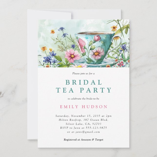 Blumentee Party Bridal Dusche Einladung (Vorderseite)