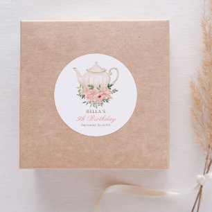 Blumentee Party Geburtstag Runder Aufkleber