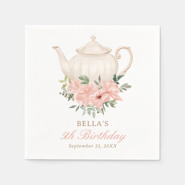 Blumentee Party Geburtstag Serviette (Vorderseite)