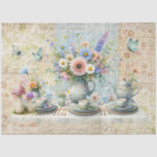 Blumentee Party Pastel Bouquet Blue Pink Preppy Seidenpapier
