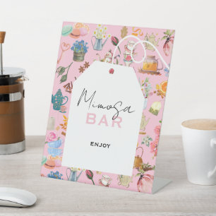 Blumentee-Party Pink Brautparty Mimosa-Bar Sockelschild