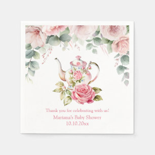 Blumentee-Party Wasserfarbe Babydusche Serviette