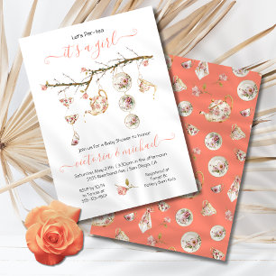 Blumentee Party Zweig Babydusche Einladung