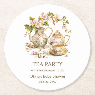 Blumentee-Teekanne Tee Party Teezeit Babyparty Runder Pappuntersetzer