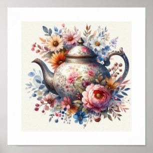 Blumenteekanne 3 poster