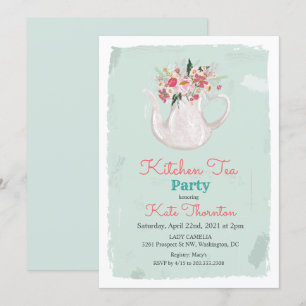 Blumenteekanne Teeparty Küche Tee Einladung
