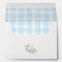 Blumenteekanne Teetasse Blaues Band Gingham