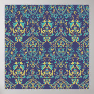 Blumentextur. Damask Nahtloses Vintages Muster. Poster