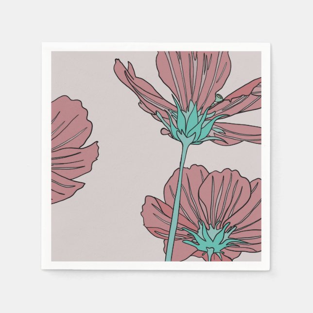 Blumenthema, Mohn-Design Serviette (Vorderseite)