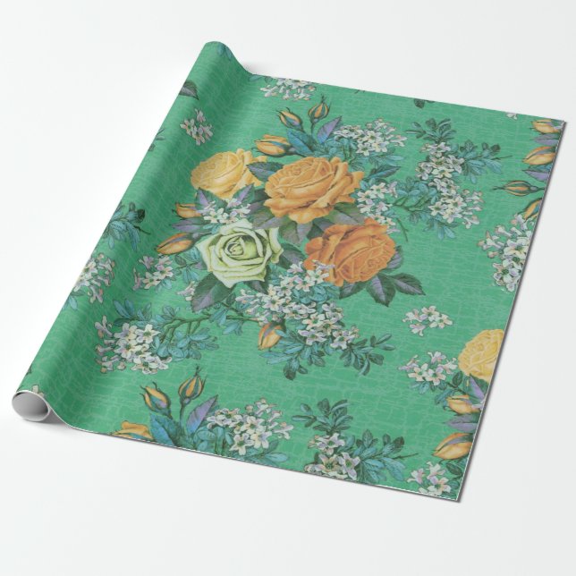 Blumenthemamuster der Vintagen eleganten Blumen Geschenkpapier (Ungerollt)