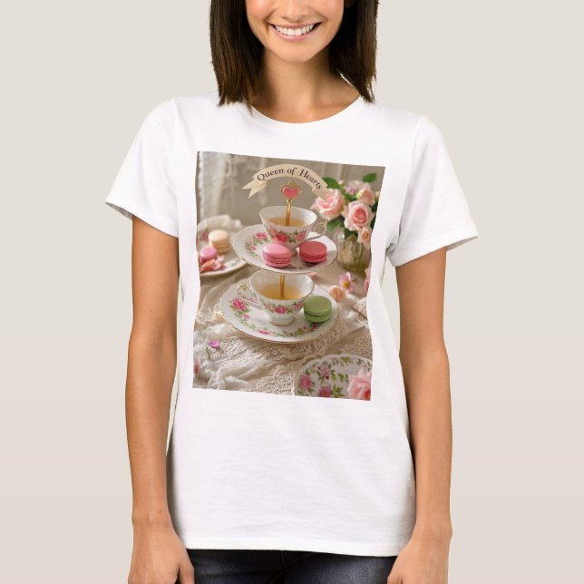 Blumentisch, Teetassen, Tiergeschirr Makaronenköni T-Shirt (Vorderseite)