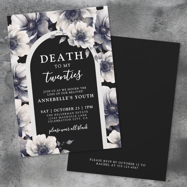 Blumentod auf meine Jugend 30. Geburtstag Einladung (Floral Death To My Youth 30th Birthday Invitation)