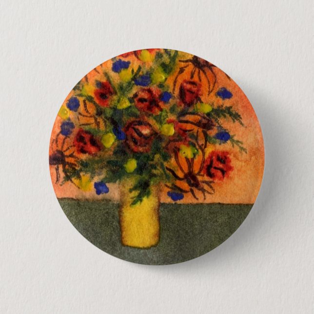 Blumentopf "Gelbe Vase" Button (Vorderseite)