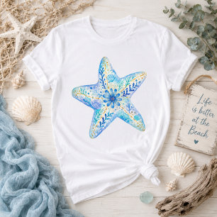 Blumentopf Kunst Seestern T-Shirt