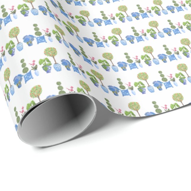 Blumentöpfe (auf Weiß) - Geschenkpapier (Rolleneckpunkt)