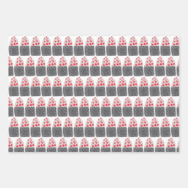 Blumentöpfe Floral Watercolor Polka Dot Red Green Geschenkpapier Set