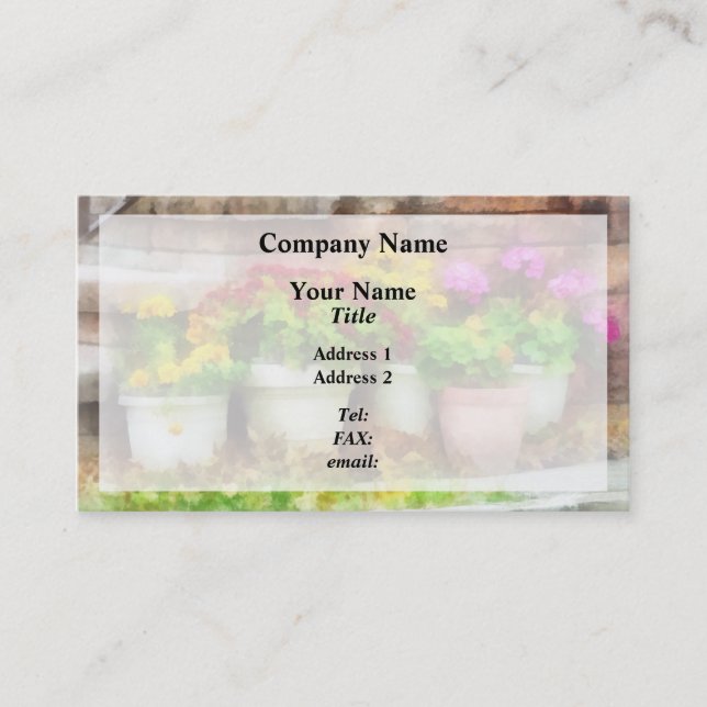 Blumentöpfe mit Herbst-Blume Visitenkarte (Vorderseite)