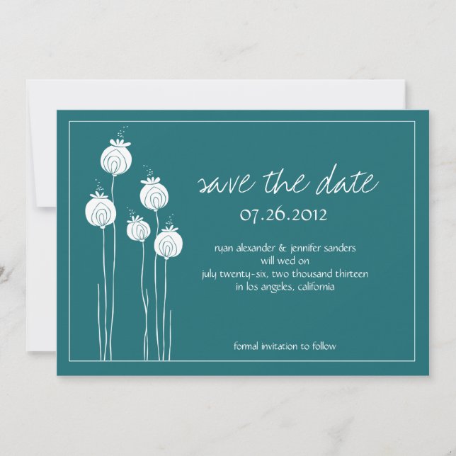 Blumentöpfe Save the Date Aquamarin (Vorderseite)