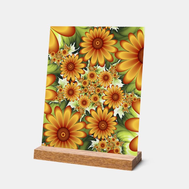 Blumentraum, Moderne Abstrakte Blume Fraktal Kunst Acrylschild (Winkel)