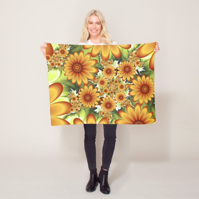 Blumentraum, Moderne Abstrakte Blume Fraktal Kunst Fleecedecke (Beispiel)