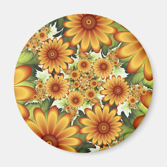 Blumentraum, Moderne Abstrakte Blume Fraktal Kunst Magnet (Vorne)