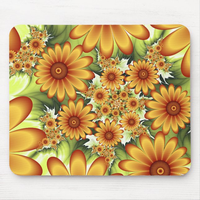 Blumentraum, Moderne Abstrakte Blume Fraktal Kunst Mousepad (Vorne)