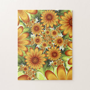 Blumentraum, Moderne Abstrakte Blume Fraktal Kunst Puzzle