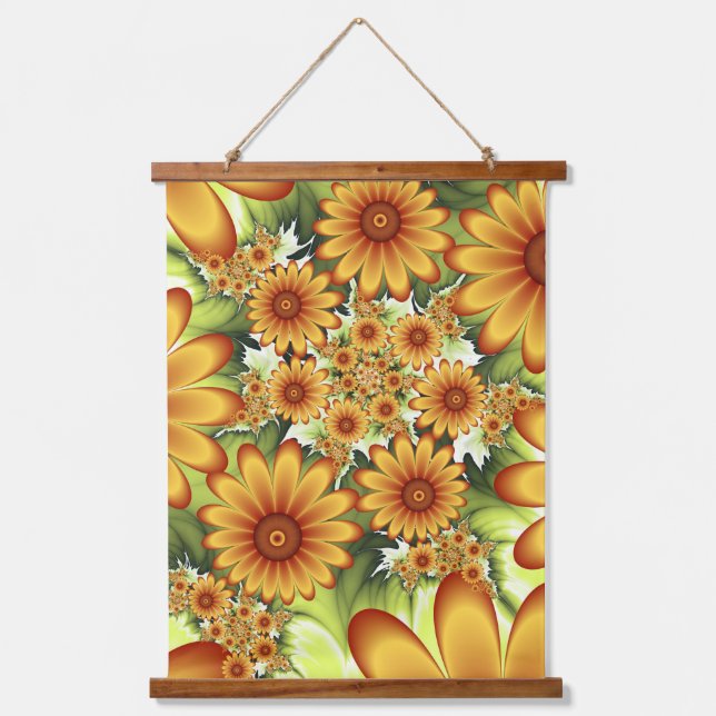 Blumentraum, Moderne Abstrakte Blume Fraktal Kunst Wandteppich Mit Holzrahmen (Vorderseite)