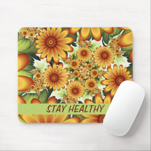 Blumentraum, Moderne Abstrakte Blume Fraktal Text Mousepad