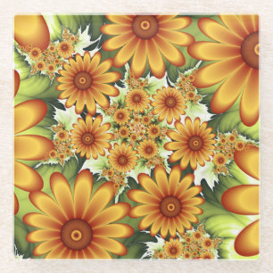 Blumenträume, Moderne Abstrakte Blume Fraktal Kuns Glasuntersetzer