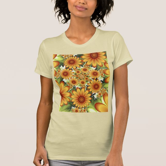 Blumenträume, Moderne Abstrakte Blume Fraktal Kuns T-Shirt (Vorderseite)