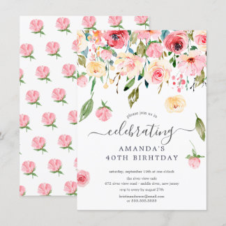 Blumentropfen Rosa Peonies Geburtstagsparty Einlad Einladung