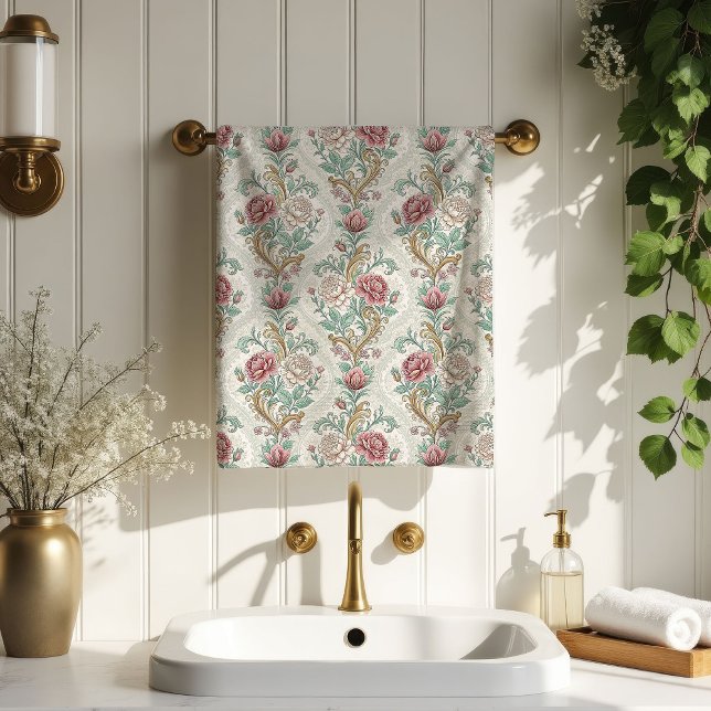 Blumentücher Damast Weich Vintage Bad Statement Badhandtuch Set (Floral Damask Towel Soft Vintage Bath Statement)