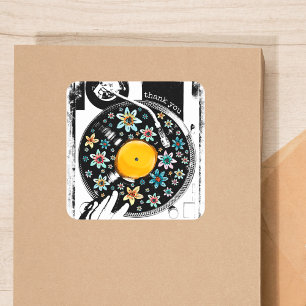 Blumenturntablett Dankeschön Geburtstag Vinyl-Scha Quadratischer Aufkleber