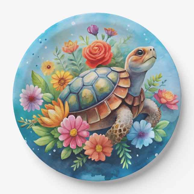 Blumenturtle Pappteller (Vorderseite)