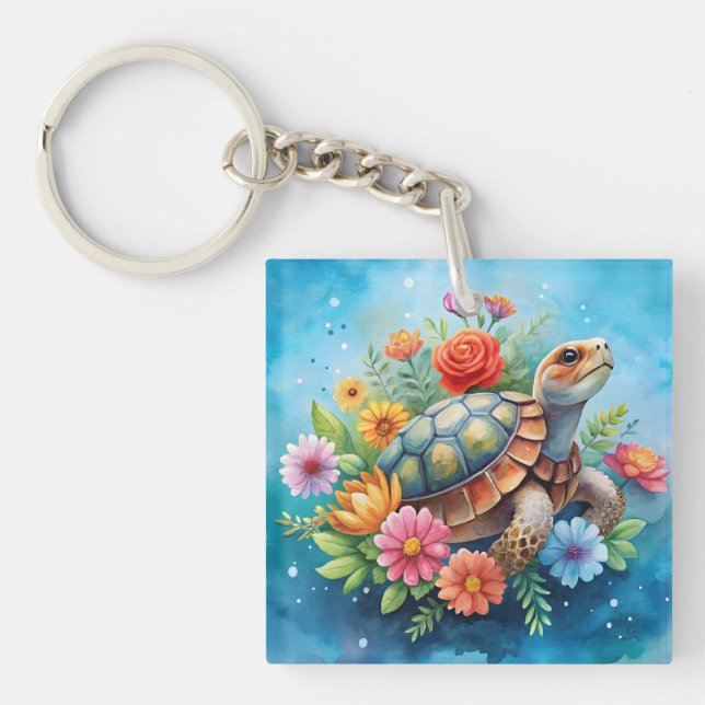 Blumenturtle Schlüsselanhänger (Vorderseite)