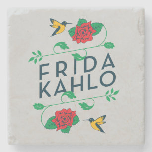 Blumentypographie Frida Kahlos   Steinuntersetzer