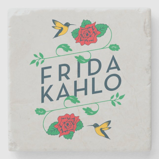Blumentypographie Frida Kahlos | Steinuntersetzer (Vorderseite)