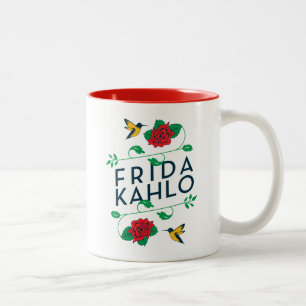 Blumentypographie Frida Kahlos   Zweifarbige Tasse