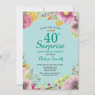 Blumenüberraschung 40. Geburtstag Einladung Aquama