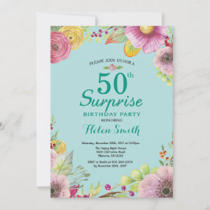 Blumenüberraschung 50. Geburtstag Einladung Aquama