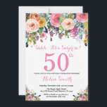 Blumenüberraschung 50. Geburtstag Einladung Pink<br><div class="desc">Blumenüberraschung 50. Geburtstag Einladung für Frauen. Aquarellfarbene Blume Rosa,  Gelb,  orange,  Lila Blume. Erwachsener zum Geburtstag. 30. 40. 50. 60. 70. 80. 90. 100. 13. 15. 16. 18. 20. Für weitere Anpassungen klicken Sie bitte auf die Schaltfläche "Anpassen" und verwenden Sie unser Designwerkzeug,  um diese Vorlage zu ändern.</div>