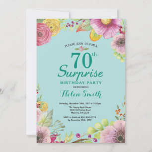 Blumenüberraschung 70. Geburtstag Einladung Aquama