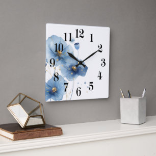 Blumenuhr an der Wand Quadratische Wanduhr