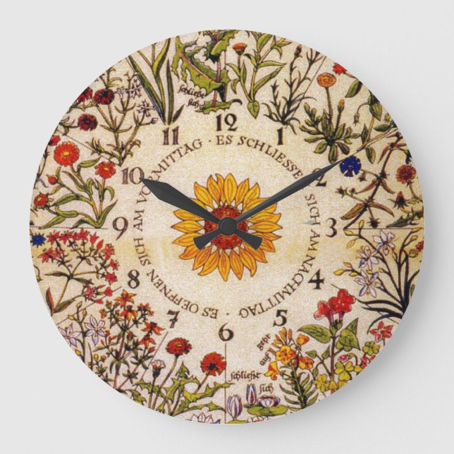 Blumenuhr-Blume Große Wanduhr (Vorderseite)